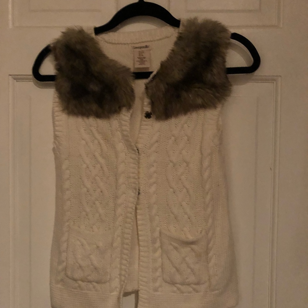 Fur lined sweater vest